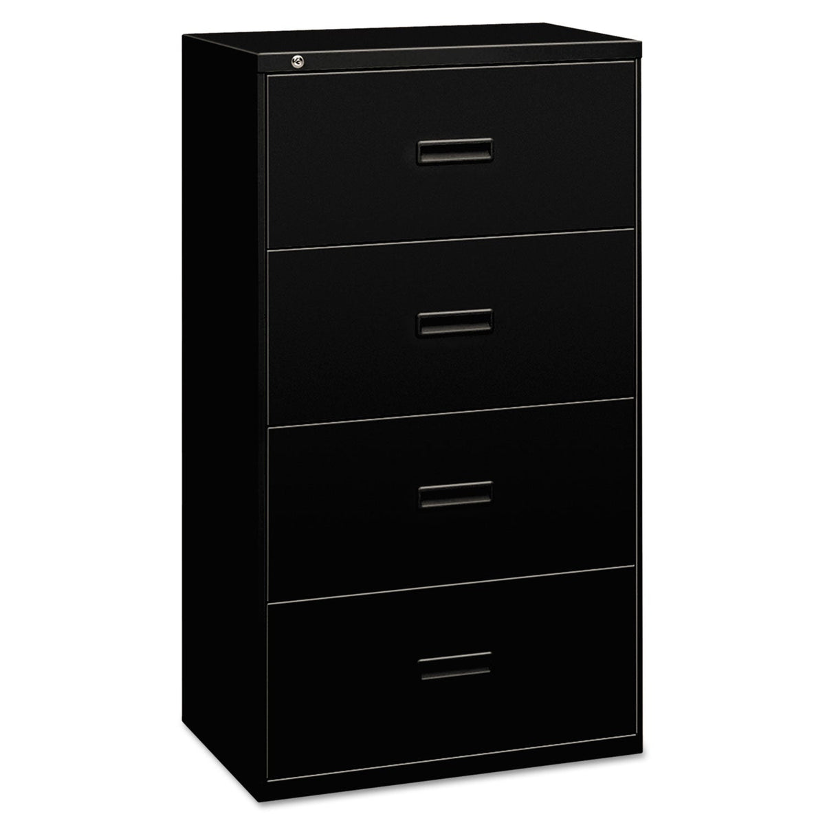 HON 400 Series Lateral File, 4 Legal/Letter-Size File Drawers, Black, 30" x 18" x 52.5"