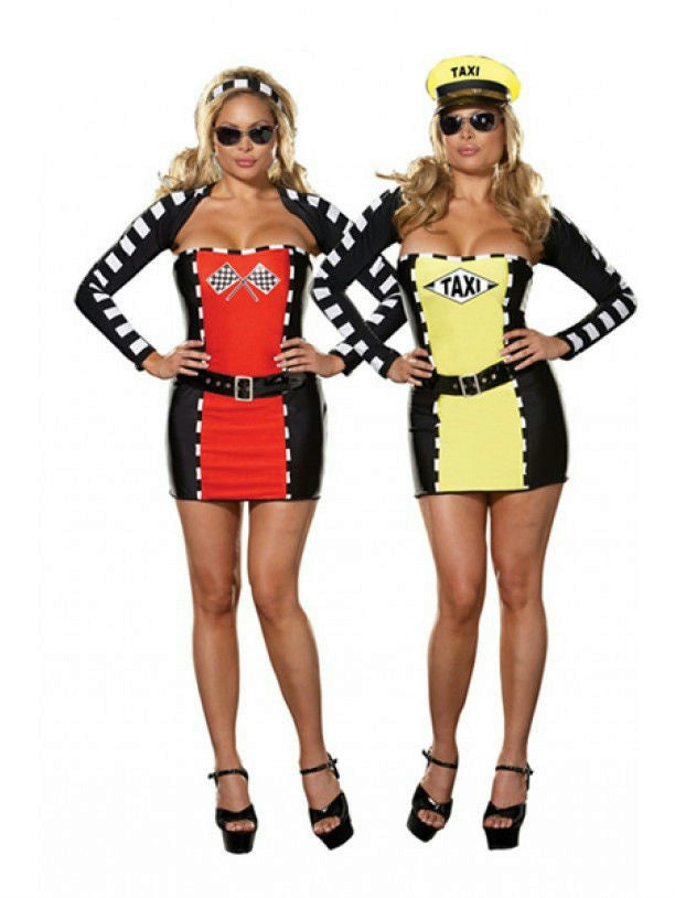 Drive Me Crazy Taxi Driver Racecar 2-IN-1 Plus Size Adult Costume 1X/2X