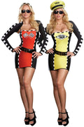 Women's Drive Me Crazy Taxi Driver Racecar 2-IN-1 Adult Costume Size XL