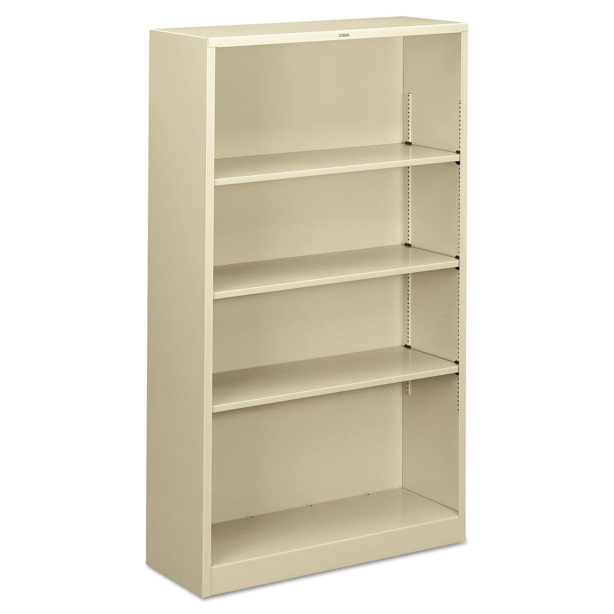 HON Metal Bookcase, Four-Shelf, 34.5w x 12.63d x 59h, Putty