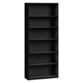 HON Metal Bookcase, Six-Shelf, 34.5w x 12.63d x 81.13h, Black