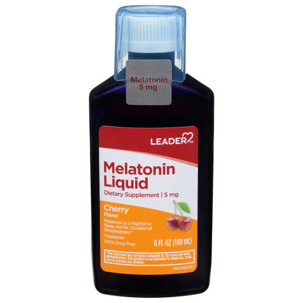 Leader™ Night Time Sleep Aid Melatonin 5 mg Cherry Liquid, 6 oz