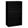 HON Brigade 700 Series Lateral File, 4 Legal/Letter-Size File Drawers, 1 File Shelf, 1 Post Shelf, Black, 42" x 18" x 64.25"