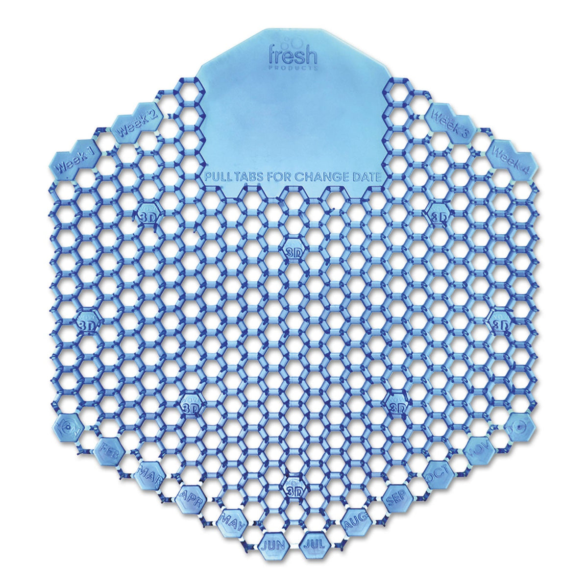 Fresh Products Wave 3D Urinal Deodorizer Screen, Cotton Blossom Scent, Blue, 10/Box, 6 Boxes/Carton