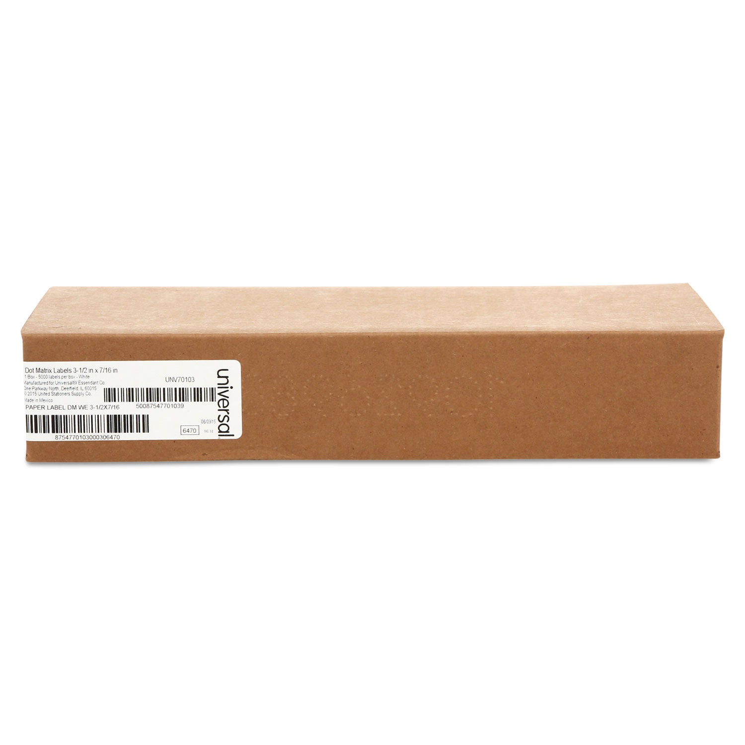 Universal Dot Matrix Printer Labels, Dot Matrix Printers, 0.44 x 3.5, White, 5,000/Box