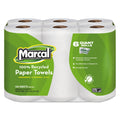 Marcal 100% Premium Recycled Kitchen Roll Towels, 2-Ply, 11 x 5.5, White, 140/Roll, 24 Rolls/Carton