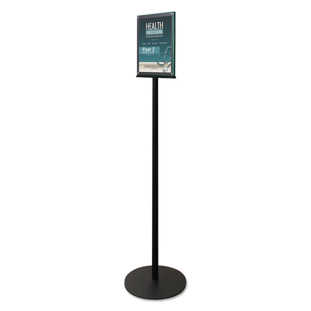 deflecto Double-Sided Magnetic Sign Display, 8.5 x 11 Insert, 56" Tall, Clear/Black