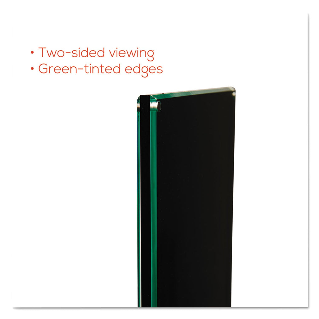 deflecto Double-Sided Magnetic Sign Display, 8.5 x 11 Insert, 56" Tall, Clear/Black