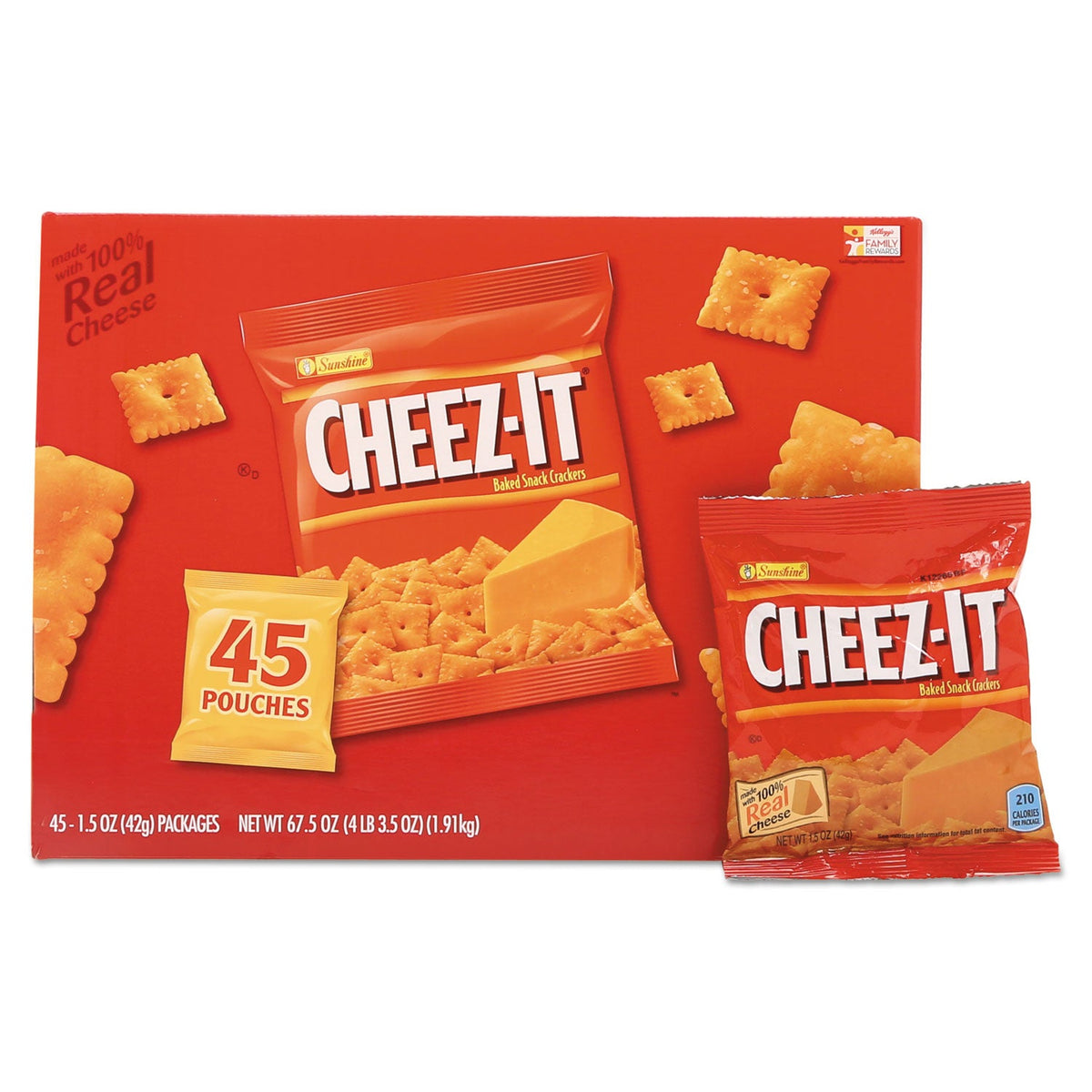 Sunshine Cheez-it Crackers, Original, 1.5 oz Pack, 45 Packs/Carton
