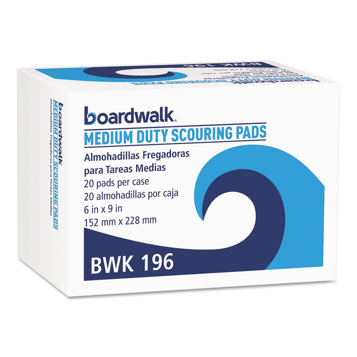 Boardwalk Medium Duty Scour Pad,  6 x 9, Green, 20/Carton