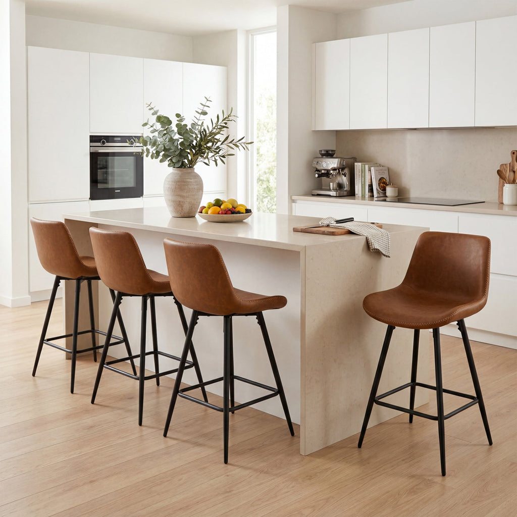 24 Inch Bar Stools Set of 4 with Backs and Footrests
