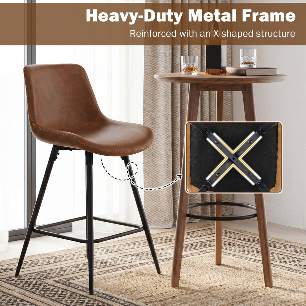 24 Inch Bar Stools Set of 4 with Backs and Footrests