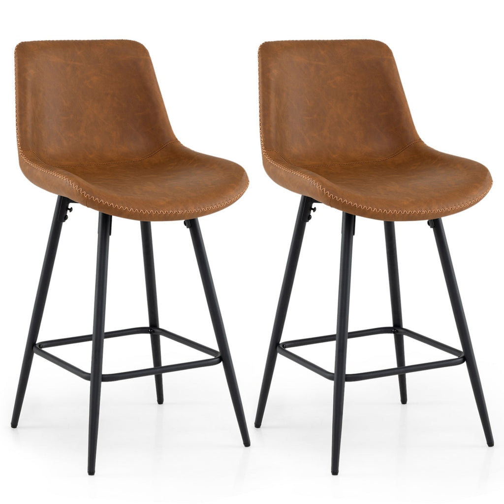 24 Inch Bar Stools Set of 2 with Backs and Footrests
