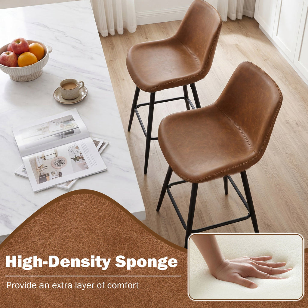 24 Inch Bar Stools Set of 2 with Backs and Footrests