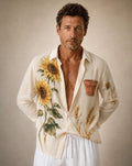 Sunflower & Wheat Print Oversized Shirt