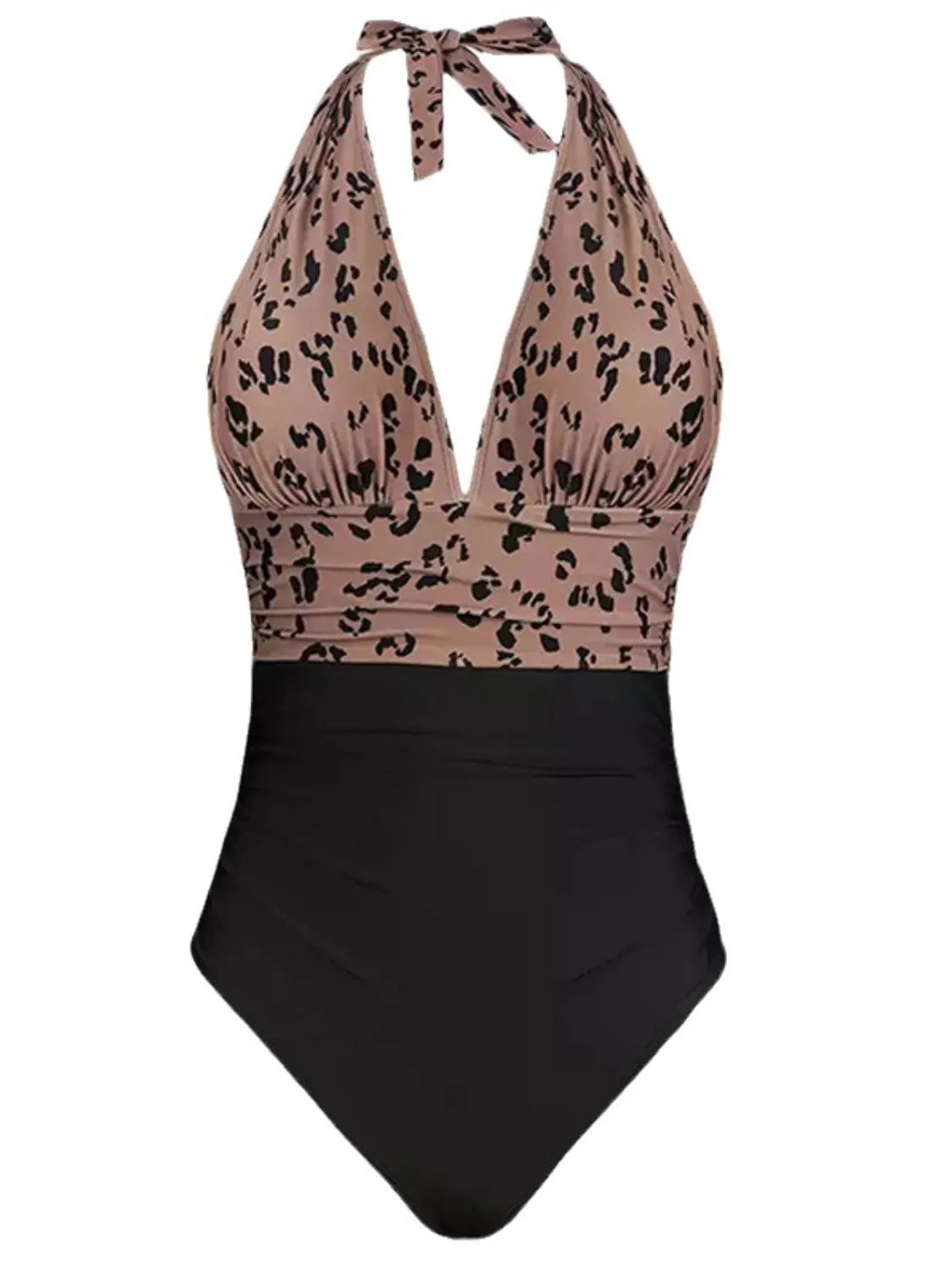 Leopard Halter Neck One-Piece Swimwear
