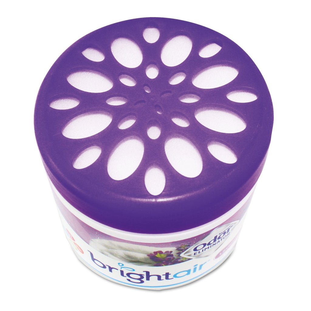 BRIGHT Air Super Odor Eliminator, Lavender and Fresh Linen, Purple, 14 oz Jar, 6/Carton