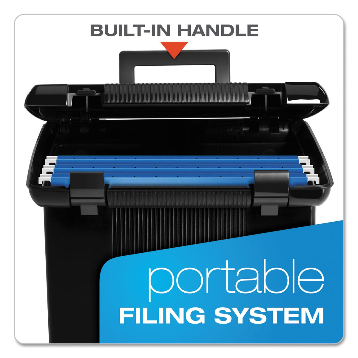 Pendaflex Portable File Boxes, Letter Files, 13.88" x 14" x 11.13", Black
