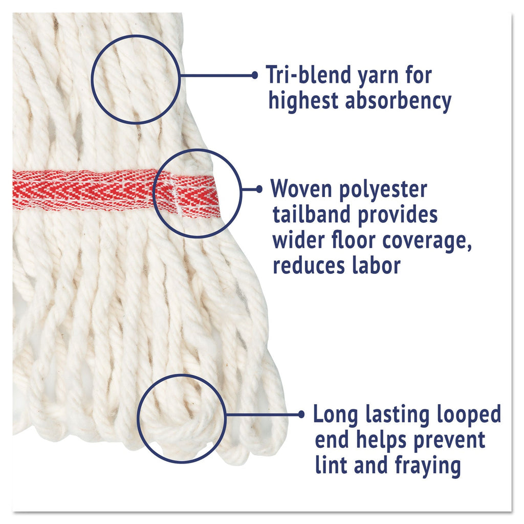Boardwalk Super Loop Wet Mop Head, Cotton/Synthetic Fiber, 5" Headband, Large Size, White