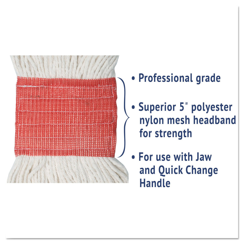 Boardwalk Super Loop Wet Mop Head, Cotton/Synthetic Fiber, 5" Headband, Large Size, White