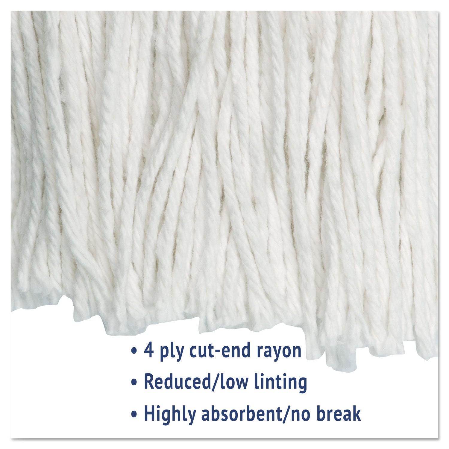 Boardwalk Cut-End Wet Mop Head, Rayon, No. 24, White, 12/Carton