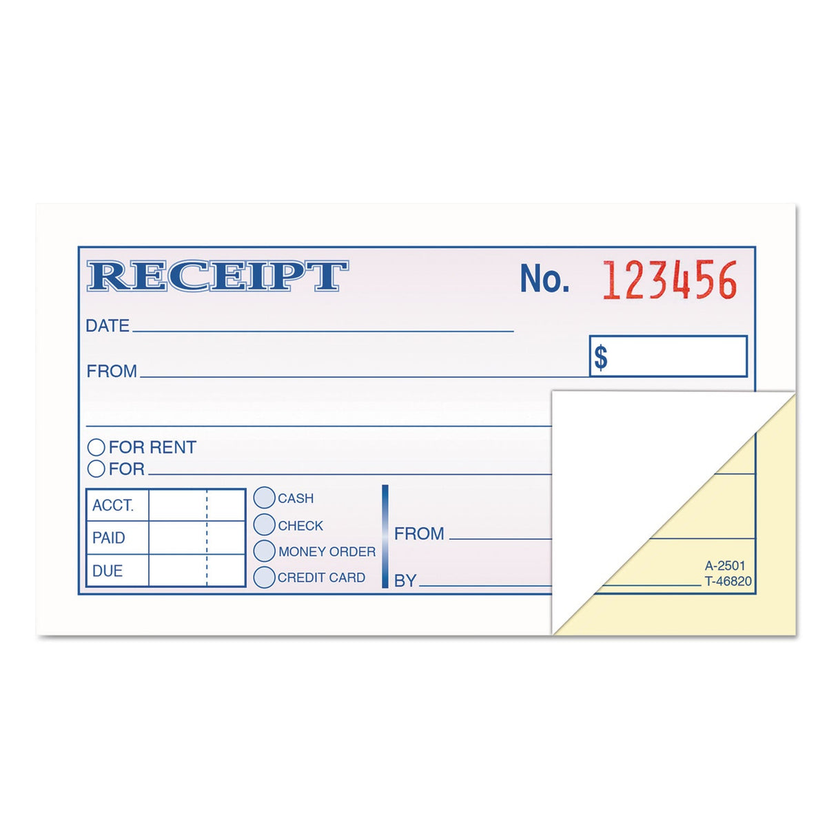 TOPS Money and Rent Receipt Books, Two-Part Carbonless, 2.75 x 4.78, 1/Page, 250 Forms