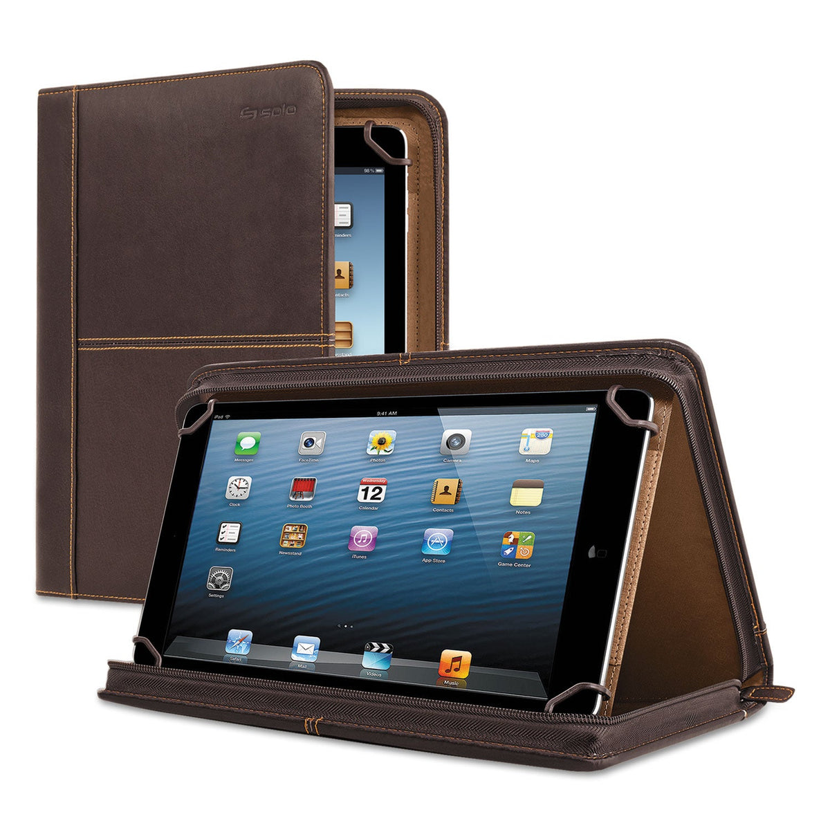 Solo Premiere Leather Universal Tablet Case, Fits 8.5" to 11" Tablets, Espresso