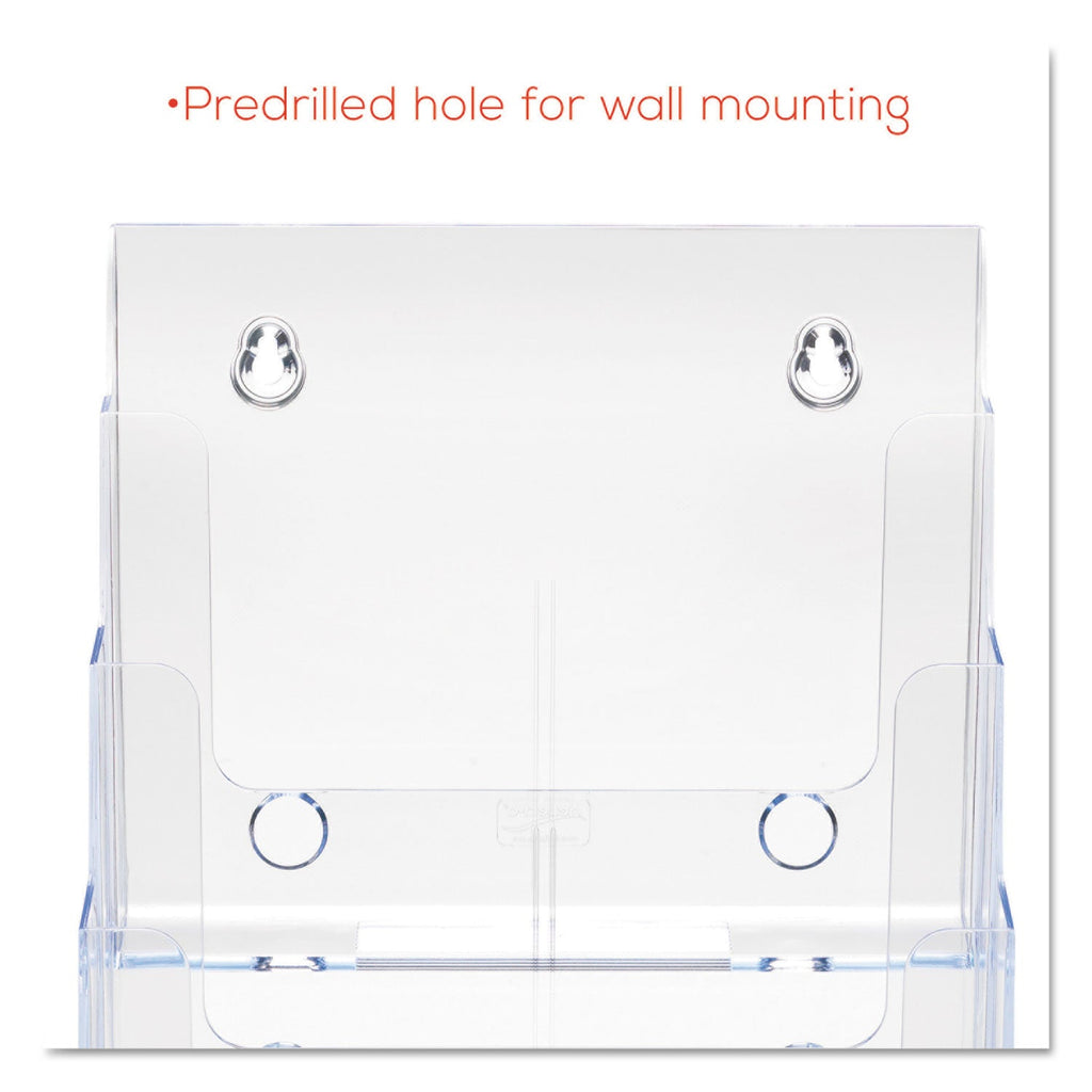 deflecto 4-Compartment DocuHolder, Magazine Size, 9.38w x 7d x 13.63h, Clear