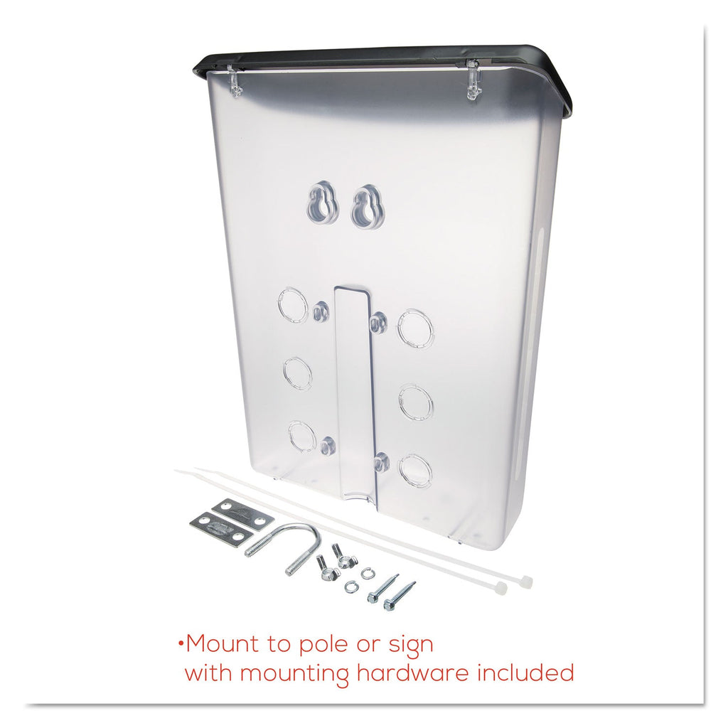 deflecto Outdoor Literature Box, 10w x 4.5d x 13.13h, Clear/Black