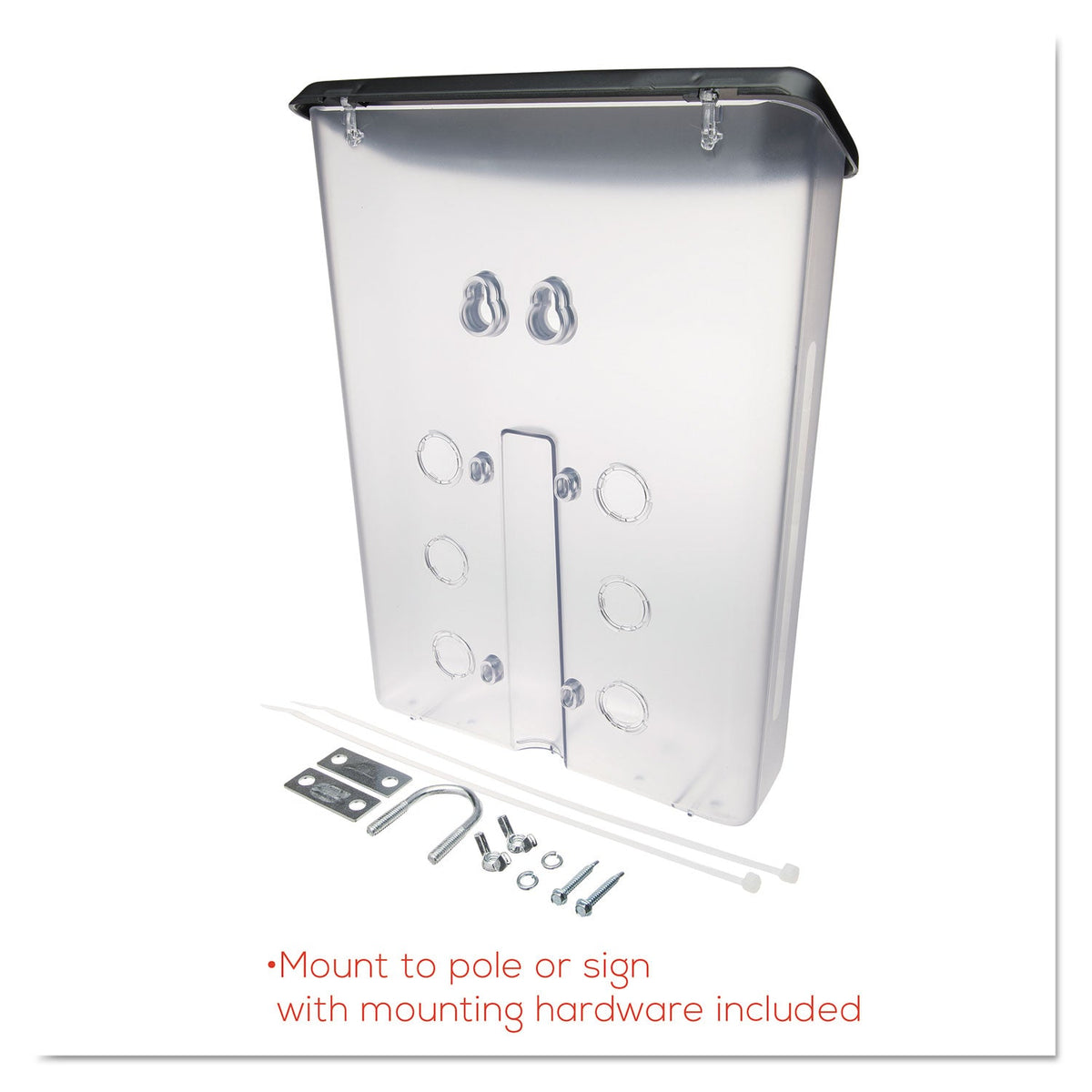 deflecto Outdoor Literature Box, 10w x 4.5d x 13.13h, Clear/Black