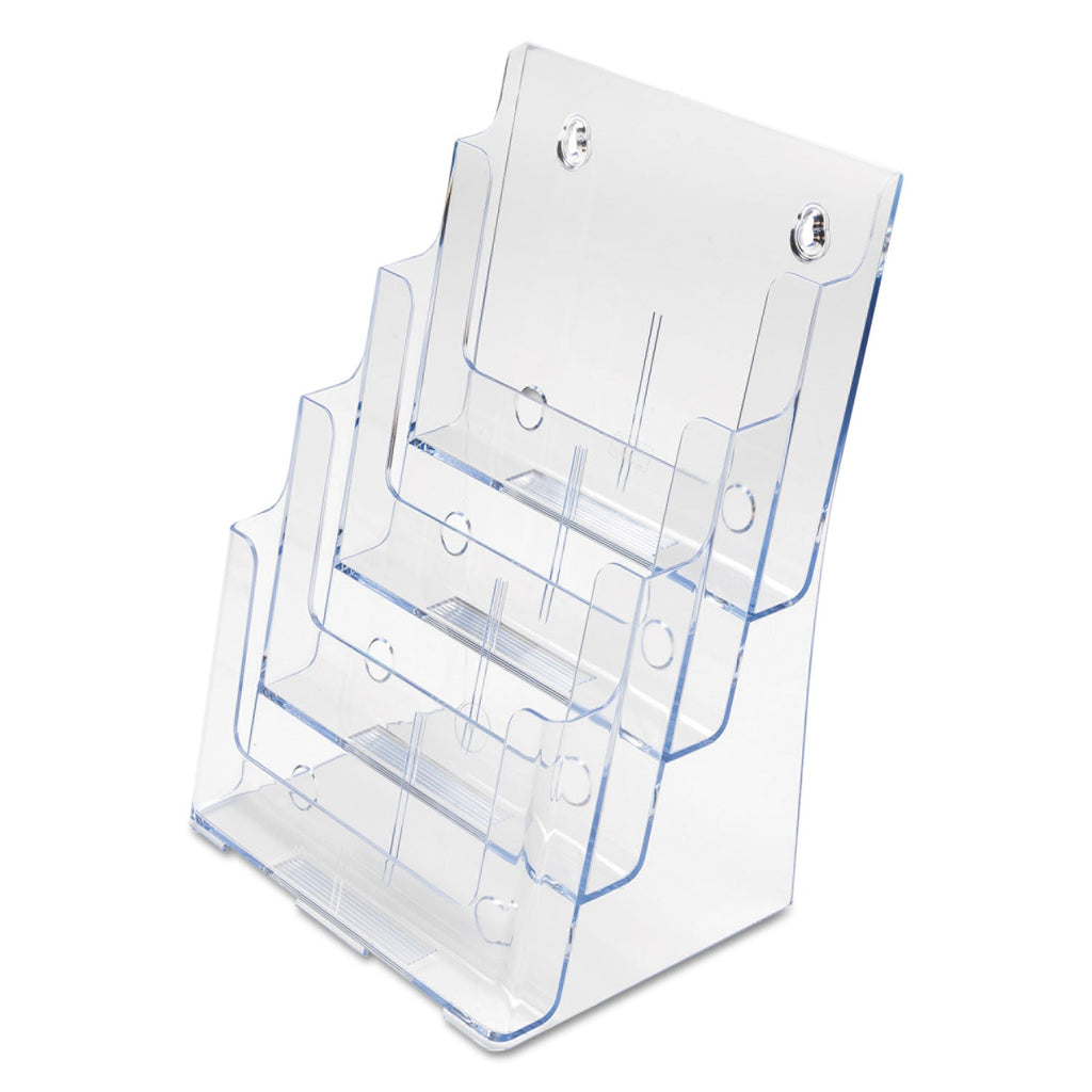 deflecto 4-Compartment DocuHolder, Magazine Size, 9.38w x 7d x 13.63h, Clear