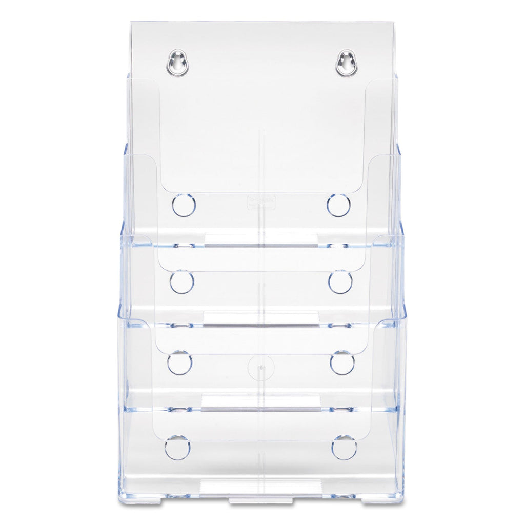 deflecto 4-Compartment DocuHolder, Magazine Size, 9.38w x 7d x 13.63h, Clear