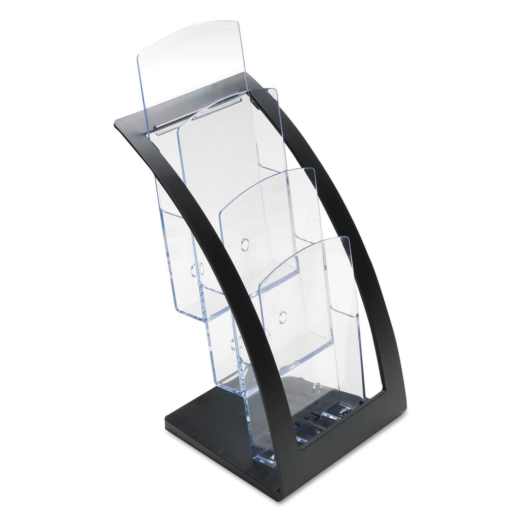 deflecto 3-Tier Literature Holder, Leaflet Size, 6.75w x 6.94d x 13.31h, Black