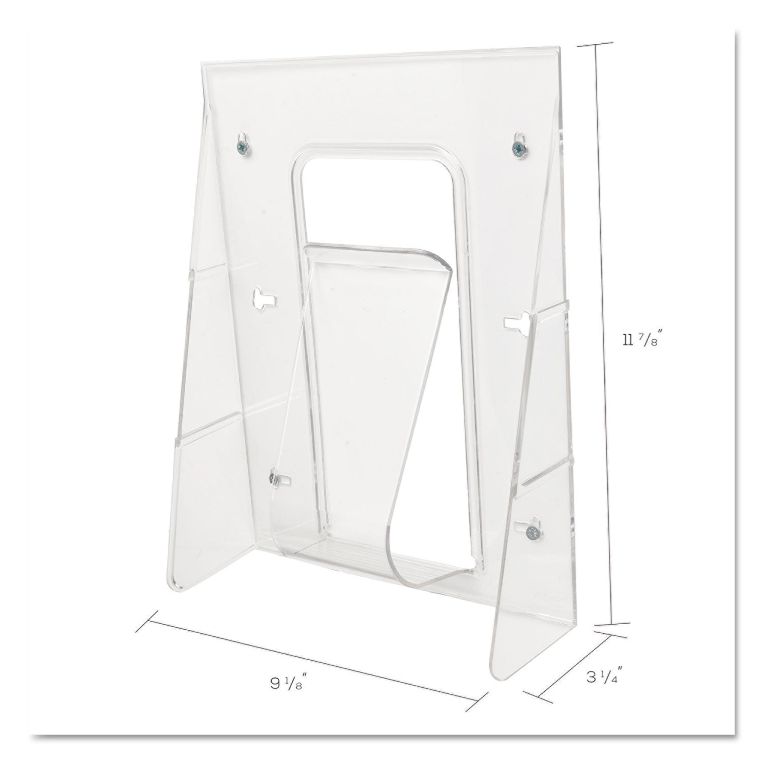 deflecto Stand-Tall Wall-Mount Literature Rack, Magazine, 9.13w x 3.25d x 11.88h, Clear