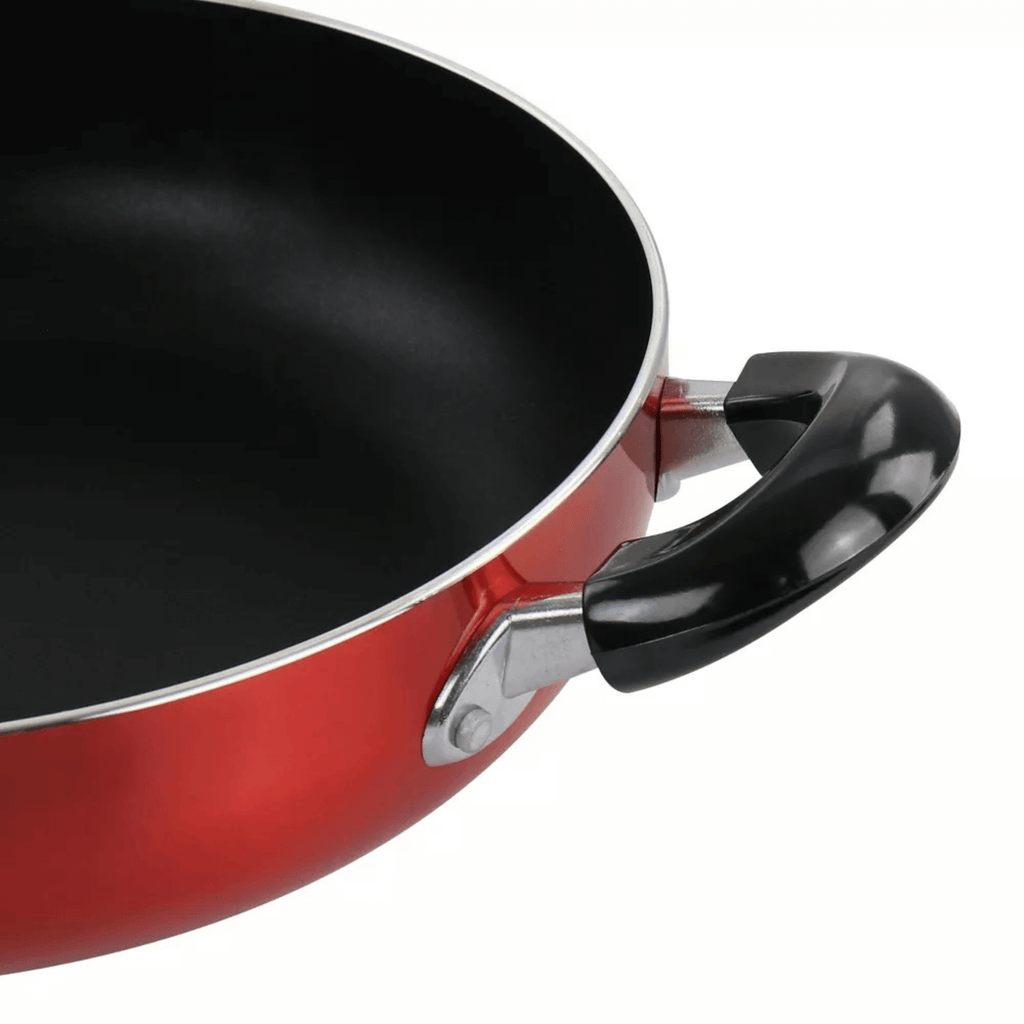 Better Chef 12" Aluminum Non-Stick Metallic Red Deep Fryer with Glass Lid