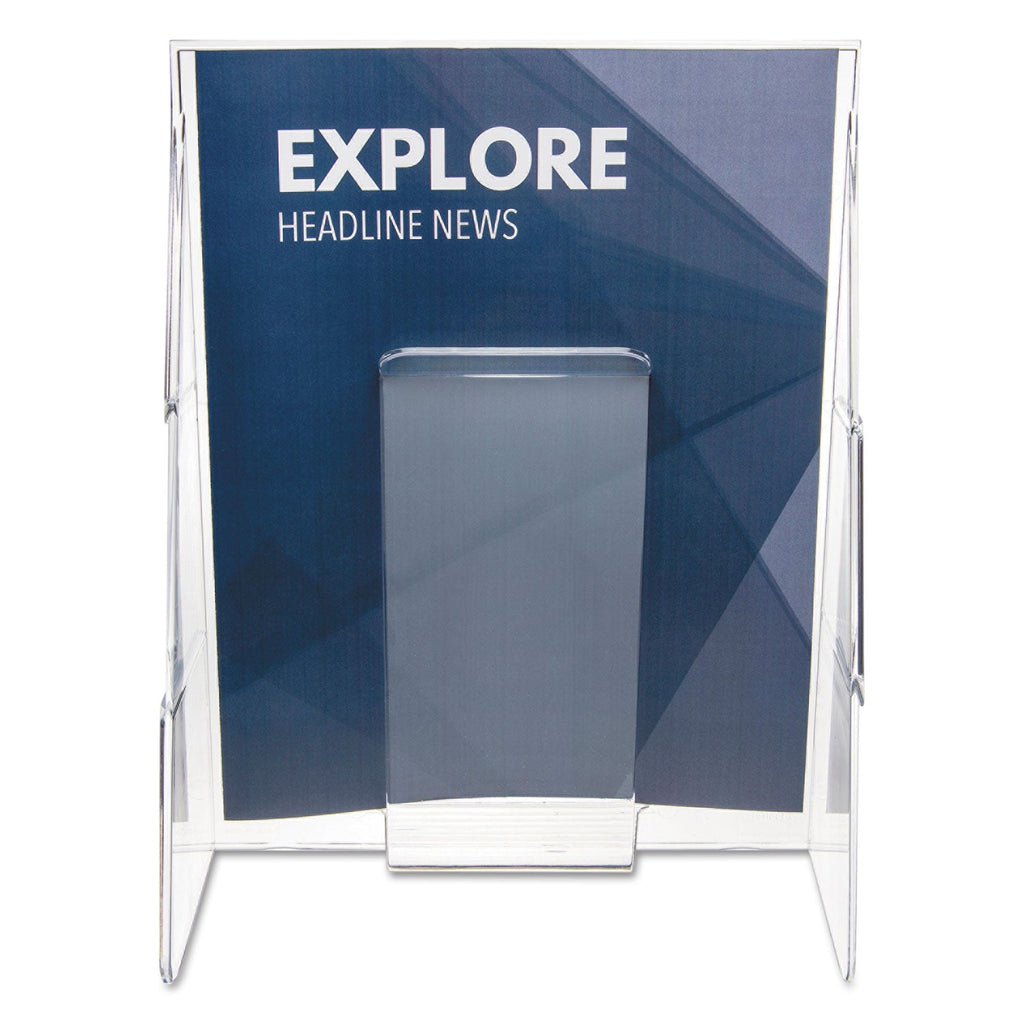 deflecto Stand-Tall Wall-Mount Literature Rack, Magazine, 9.13w x 3.25d x 11.88h, Clear
