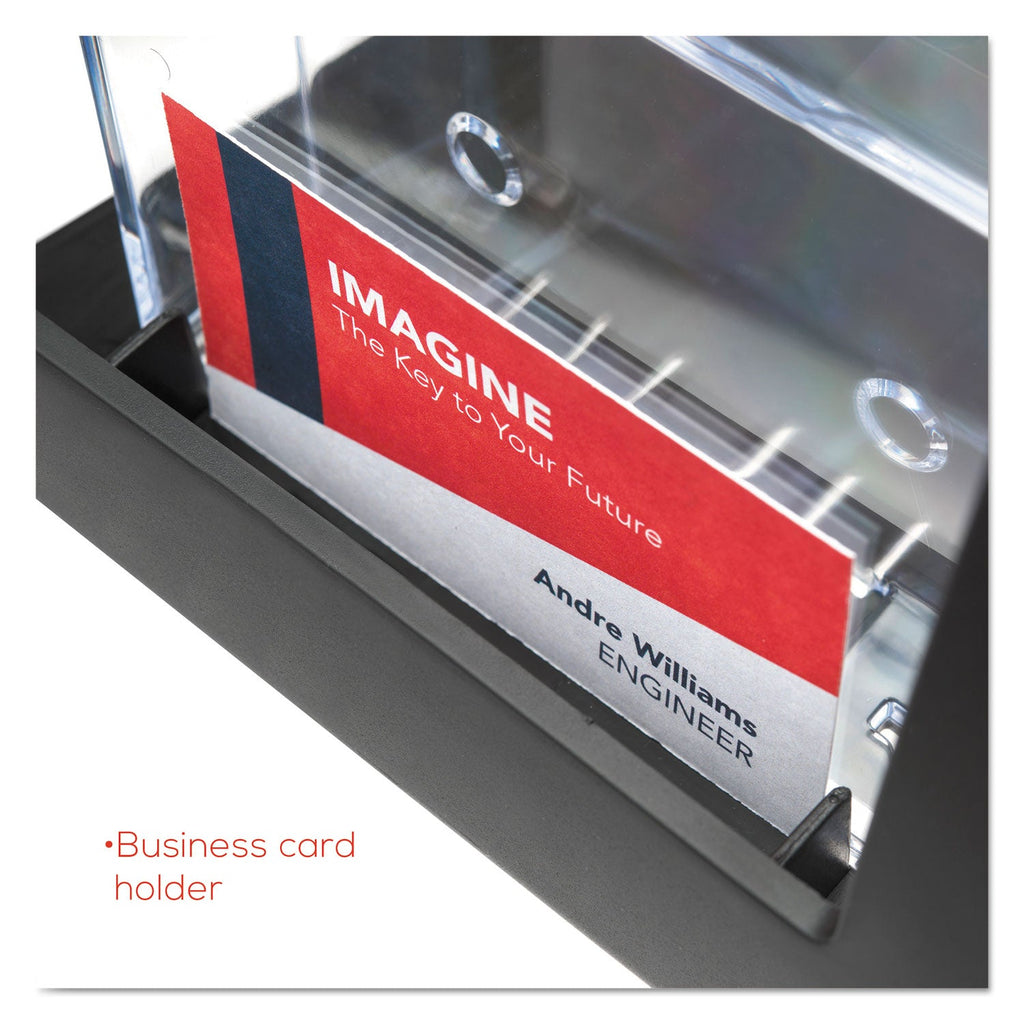 deflecto 3-Tier Literature Holder, Leaflet Size, 6.75w x 6.94d x 13.31h, Black