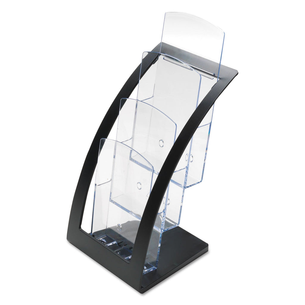 deflecto 3-Tier Literature Holder, Leaflet Size, 6.75w x 6.94d x 13.31h, Black