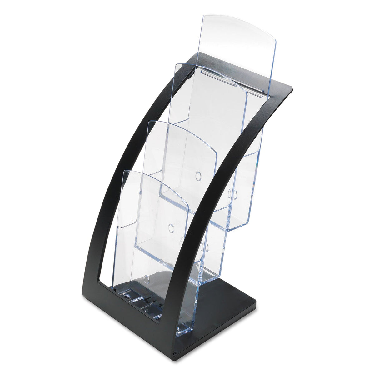 deflecto 3-Tier Literature Holder, Leaflet Size, 6.75w x 6.94d x 13.31h, Black