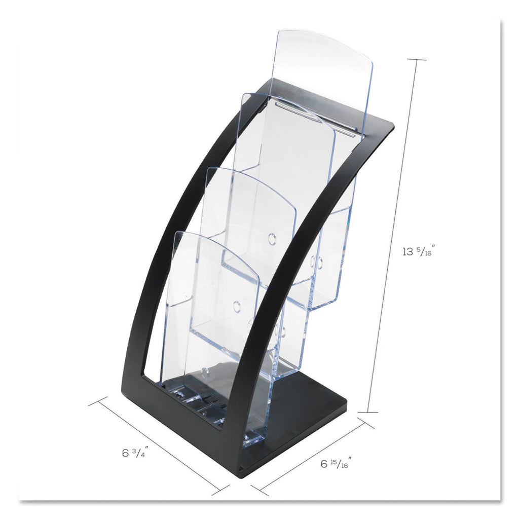 deflecto 3-Tier Literature Holder, Leaflet Size, 6.75w x 6.94d x 13.31h, Black