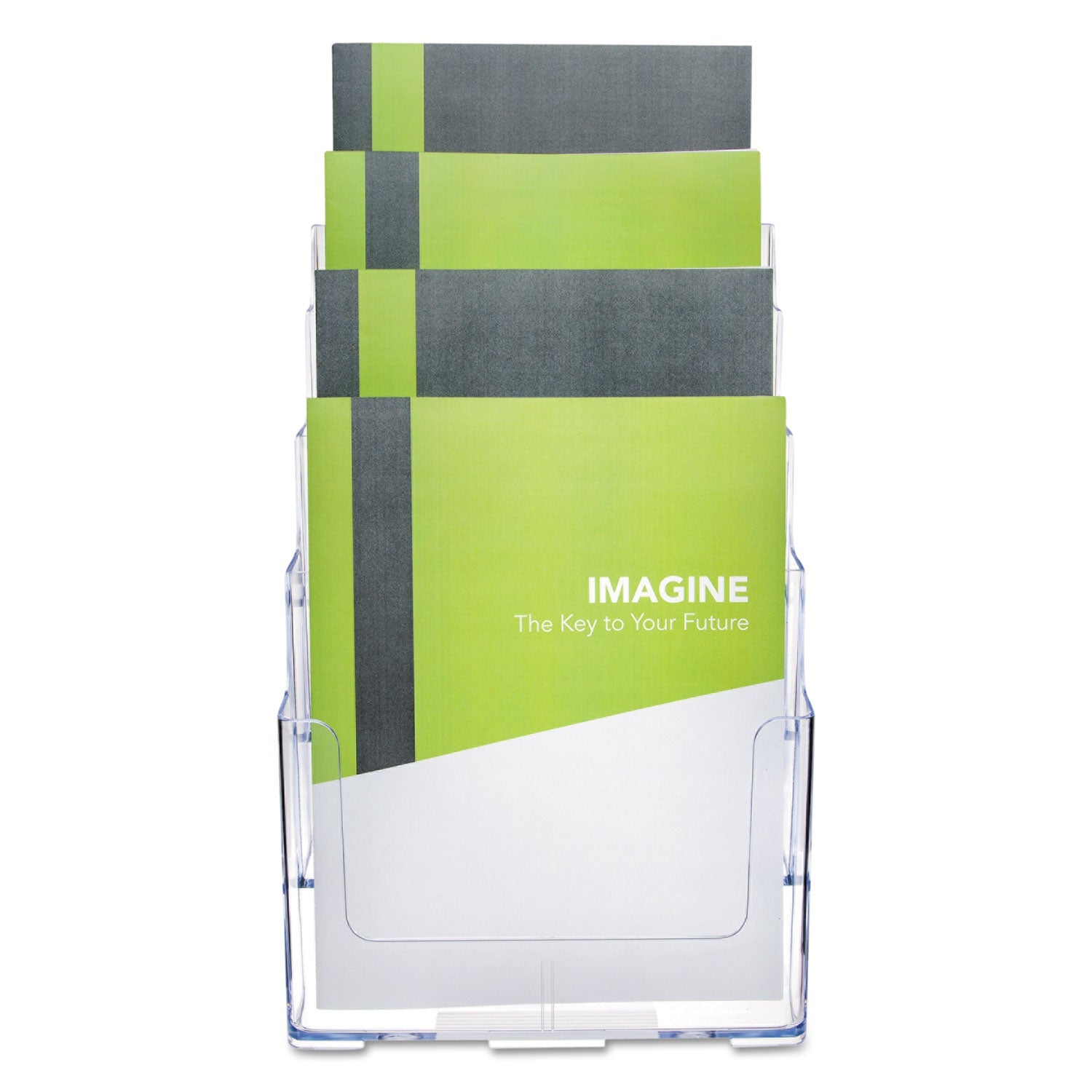 deflecto 4-Compartment DocuHolder, Magazine Size, 9.38w x 7d x 13.63h, Clear