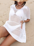 Hollow Out Collared Neck Cover-Up