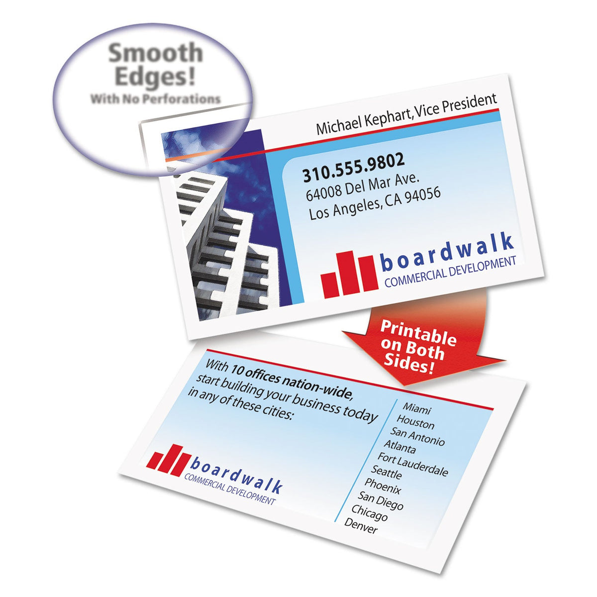 Avery Clean Edge Business Cards, Laser, 2 x 3.5, White, 1,000 Cards, 10 Cards/Sheet, 100 Sheets/Box
