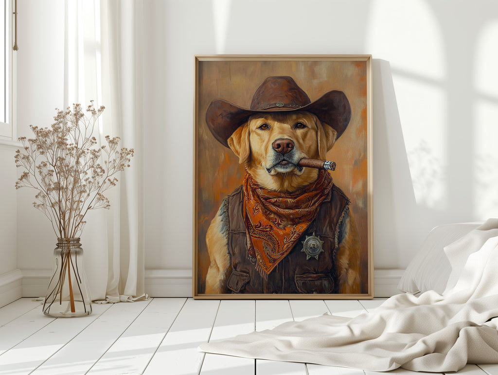 Golden Retriever Sheriff with Western Swagger