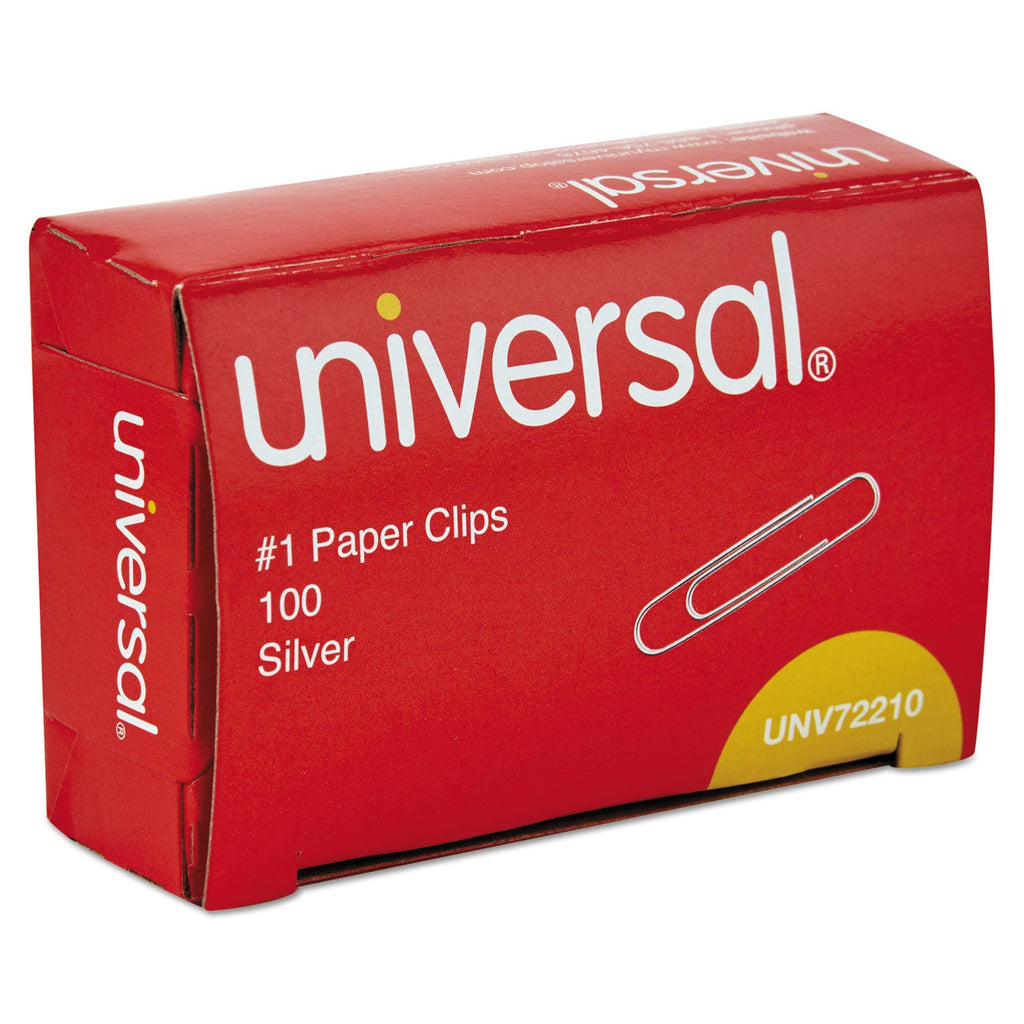 Universal Paper Clips, #1, Smooth, Silver, 100 Clips/Box, 10 Boxes/Pack