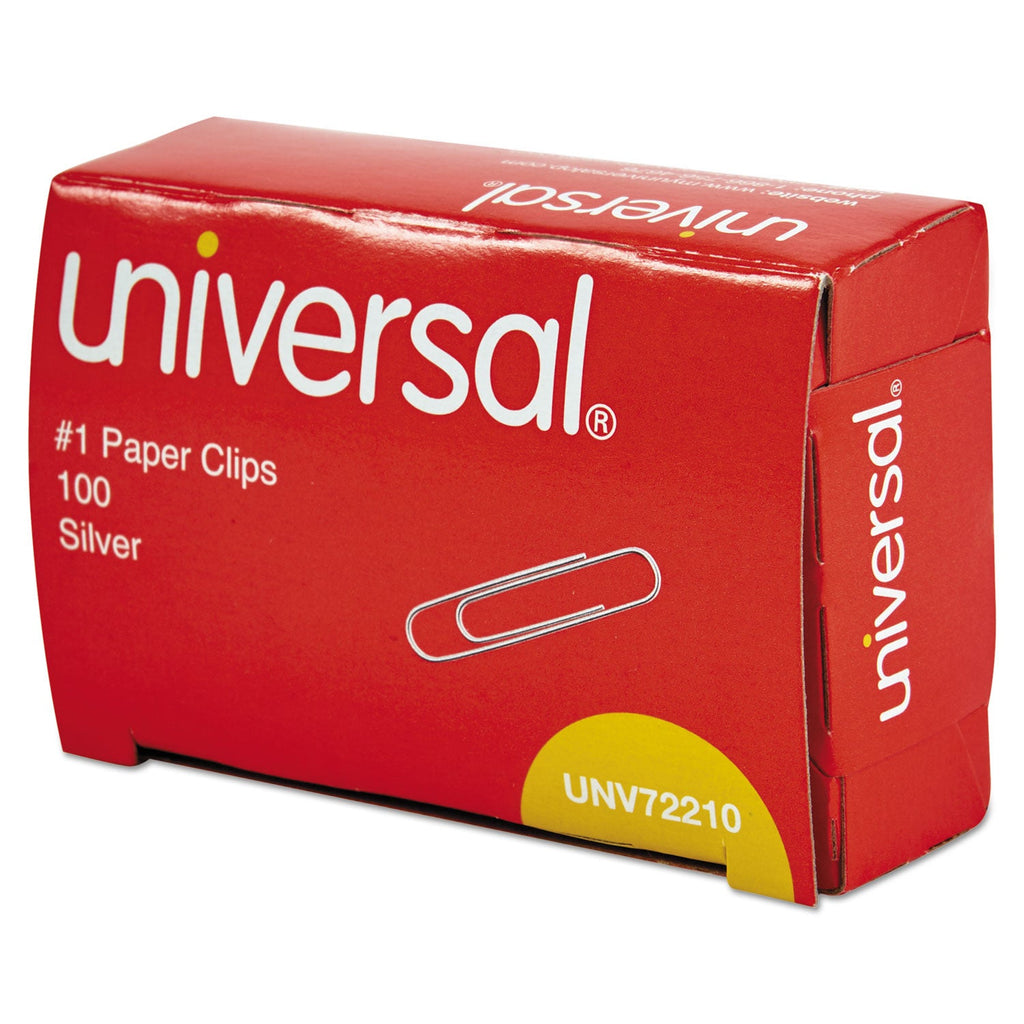 Universal Paper Clips, #1, Smooth, Silver, 100 Clips/Pack, 12 Packs/Carton