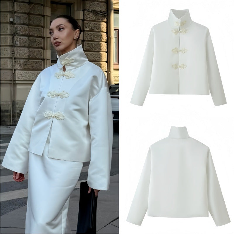 Vintage Stand-collar Handcrafted Knot-button Jacket