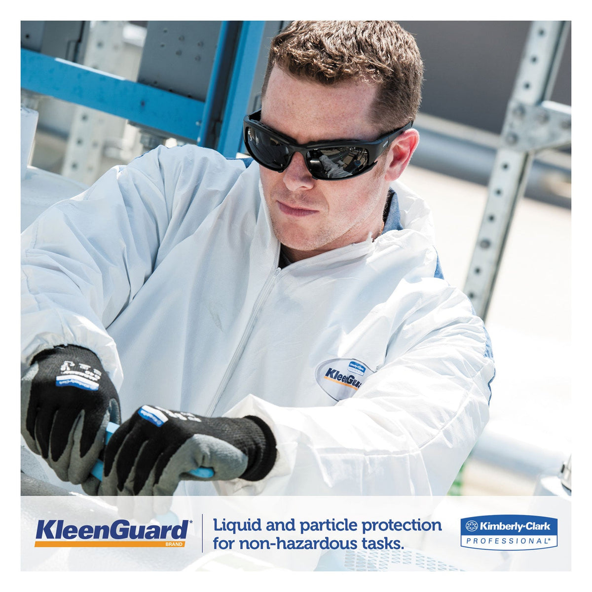 KleenGuard A35 Liquid and Particle Protection Coveralls, Zipper Front, Hooded, Elastic Wrists and Ankles, X-Large, White, 25/Carton