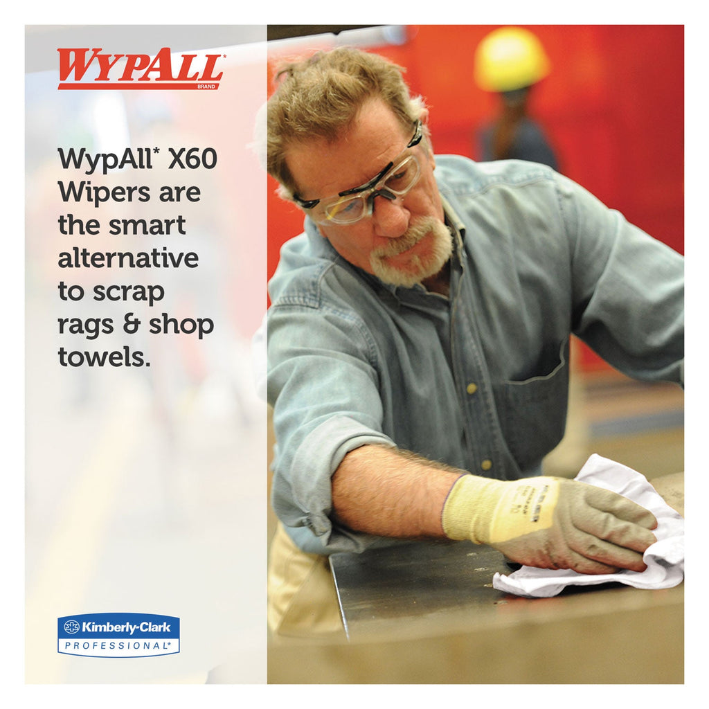 WypAll General Clean X60 Cloths, 1/4 Fold, 11 x 23, White, 100/Box, 9 Boxes/Carton
