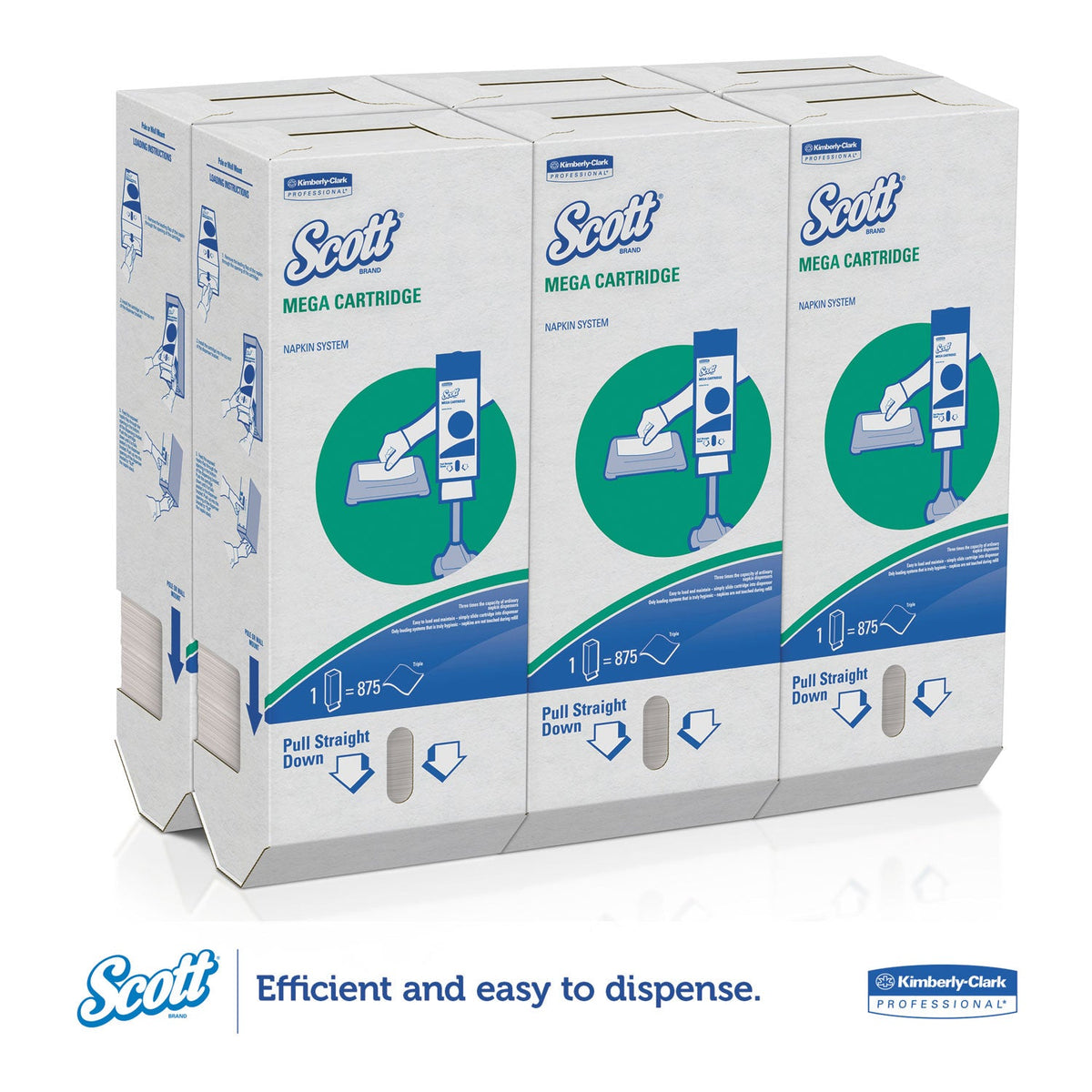 Scott MegaCartridge Napkins, 1-Ply, 8 2/5 x 6 1/2, White, 875/Pack, 6 Packs/Carton